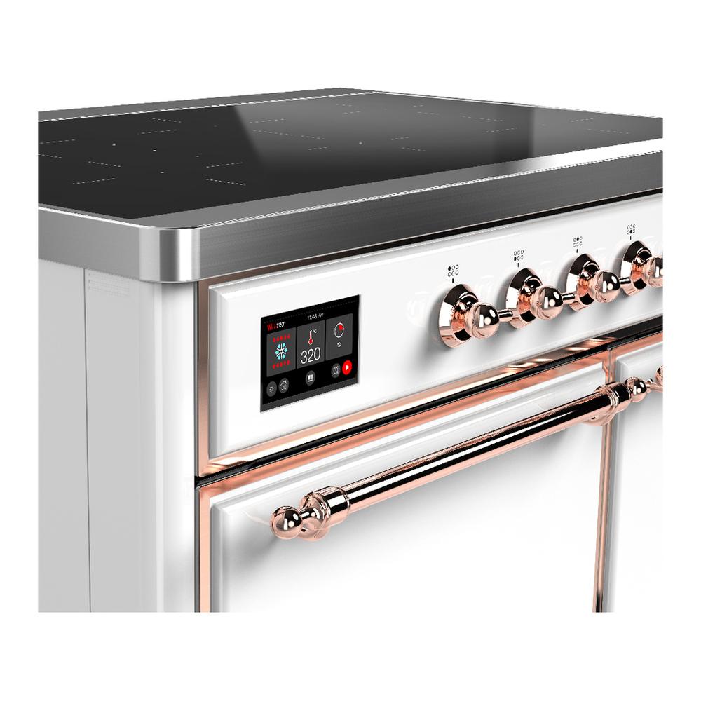 ILVE UMDIB40QNR3WHP Majestic III 40 inch Induction Range with 6 Elements, 3.82 cu. ft. Total Oven Capacity (Solid Door, White, Copper)