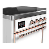 ILVE UMDIB40QNR3WHP Majestic III 40 inch Induction Range with 6 Elements, 3.82 cu. ft. Total Oven Capacity (Solid Door, White, Copper)