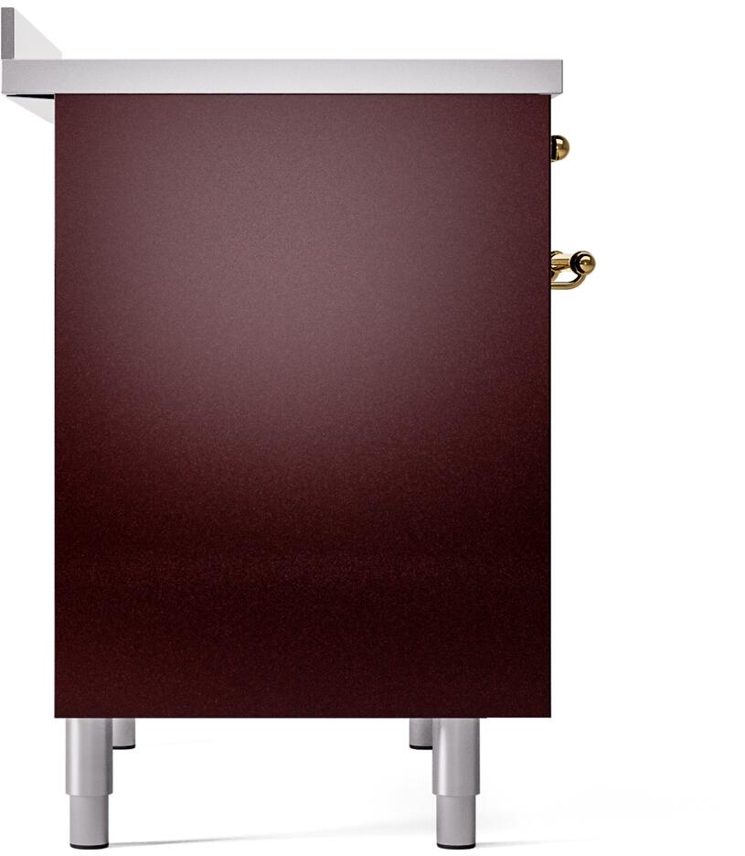 Nostalgie II 40 Inch Electric Freestanding Range in Burgundy with Brass Trim