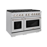 ZLINE 48 in. 6.7 cu. ft. 8 Burner Double Oven Gas Range in DuraSnow' Stainless Steel (SGRS-48)