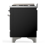 ILVE UMD40FQNR3BKCLP Majestic III 40 inch Dual Fuel Range with 6 Burners and Griddle, Dual Function Burner up to 25,000 BTU (Liquid Propane, Solid Door, Glossy Black, Chrome)