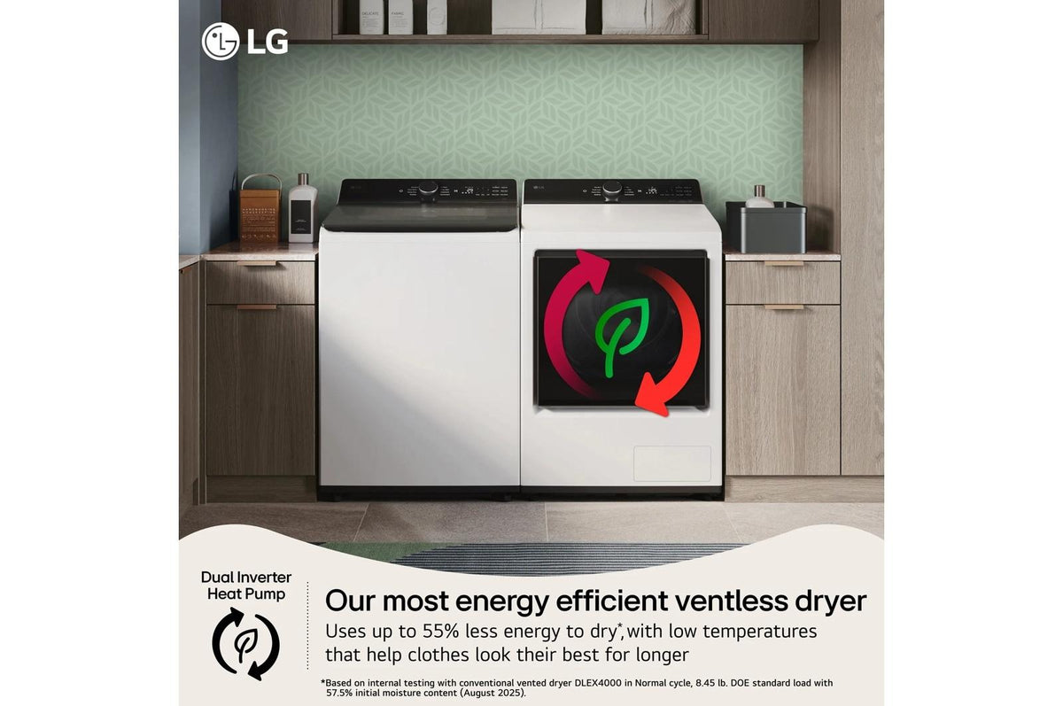 7.3 cu. ft. Ultra Large Capacity Smart Rear Control Ventless Dryer with Dual Inverter Heat Pump Technology and Inverter Direct Drive Motor System