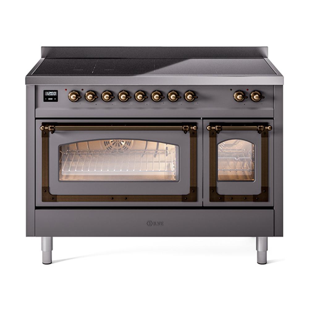 ILVE UNI486NMPMGB Nostalgie II Noblesse 48 inch Induction Range (Triple Glass Door, Graphite Matte, Burnished)