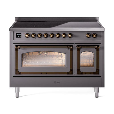 ILVE UNI486NMPMGB Nostalgie II Noblesse 48 inch Induction Range (Triple Glass Door, Graphite Matte, Burnished)