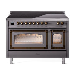 ILVE UNI486NMPMGB Nostalgie II Noblesse 48 inch Induction Range (Triple Glass Door, Graphite Matte, Burnished)