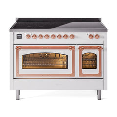 ILVE UNI486NMPWHP Nostalgie II Noblesse 48 inch Induction Range (Triple Glass Door, White, Copper)