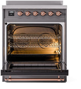 Nostalgie II 30 Inch Electric Freestanding Range in Matte Graphite with Copper Trim