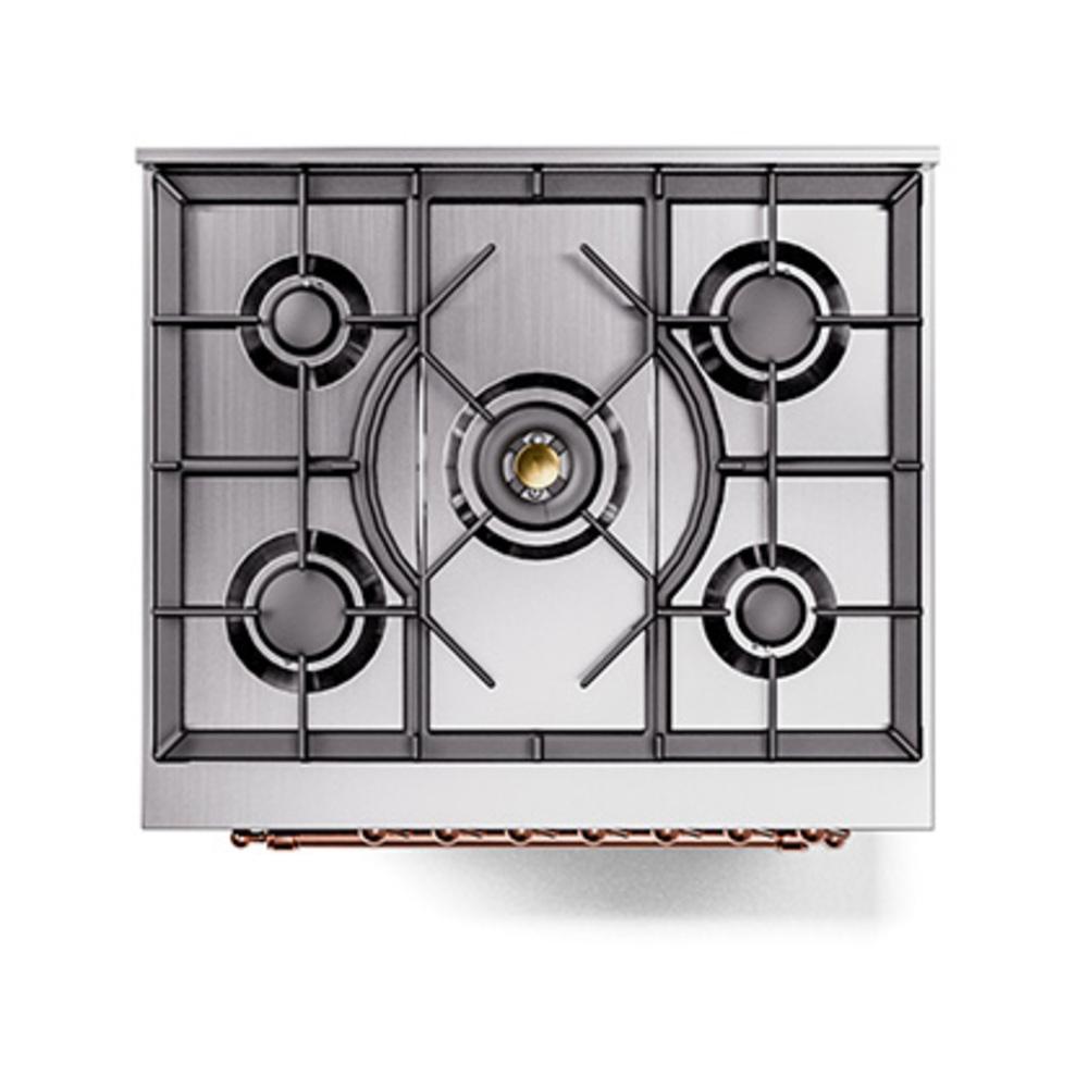 ILVE UN30QNMPBKPLP Nostalgie II Noblesse 30 inch Dual Fuel Range (Liquid Propane, Solid Door, Glossy Black, Copper)