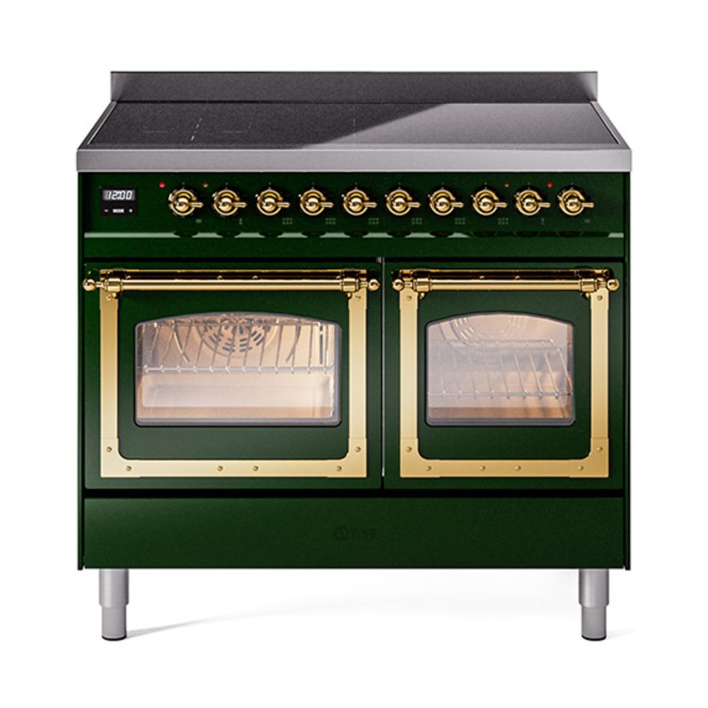 ILVE UNDI406NMPEGG Nostalgie II Noblesse 40 inch Induction Range (Triple Glass Door, Emerald Green, Brass)