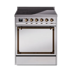 ILVE UNI304QNMPSSB Nostalgie II Noblesse 30 inch Induction Range (Solid Door, Stainless Steel, Burnished)