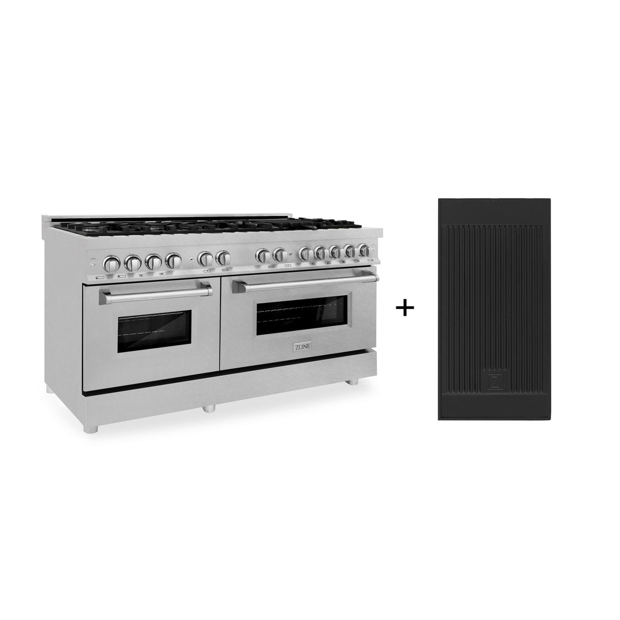 ZLINE 60 in. 7.4 cu. ft. Electric Oven and Gas Cooktop Dual Fuel Range with Griddle in Fingerprint Resistant Stainless (RAS-SN-GR-60)