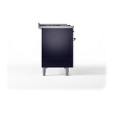 ILVE UN48FSQNMPMBGLP Nostalgie II Noblesse 48 inch Dual Fuel Range (5 Sealed Burners + Griddle + French Top, Liquid Propane, Solid Door, Midnight Blue, Brass)
