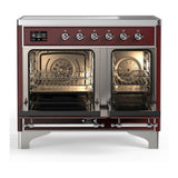 ILVE UMDIB40QNR3BUC Majestic III 40 inch Induction Range with 6 Elements, 3.82 cu. ft. Total Oven Capacity (Solid Door, Burgundy, Chrome)