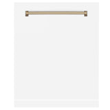 ZLINE 24 in. Autograph Edition Monument Dishwasher Panel with Champagne Bronze Handle in Color Options (DPMTZ-24-CB) [Color: White Matte with Champagne Bronze Handle]