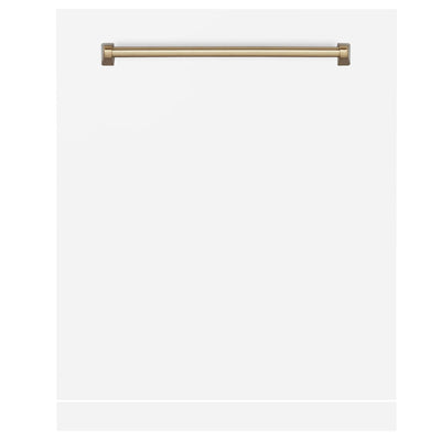 ZLINE 24 in. Autograph Edition Monument Dishwasher Panel with Champagne Bronze Handle in Color Options (DPMTZ-24-CB) [Color: White Matte with Champagne Bronze Handle]
