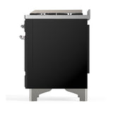 ILVE UM60FSQNR3BKC Majestic III 60 inch Dual Fuel Range with 7 Burners, Griddle and French Top, Dual Function Burner with up to 25,000 BTU (Natural Gas, Solid Door, Glossy Black, Chrome)