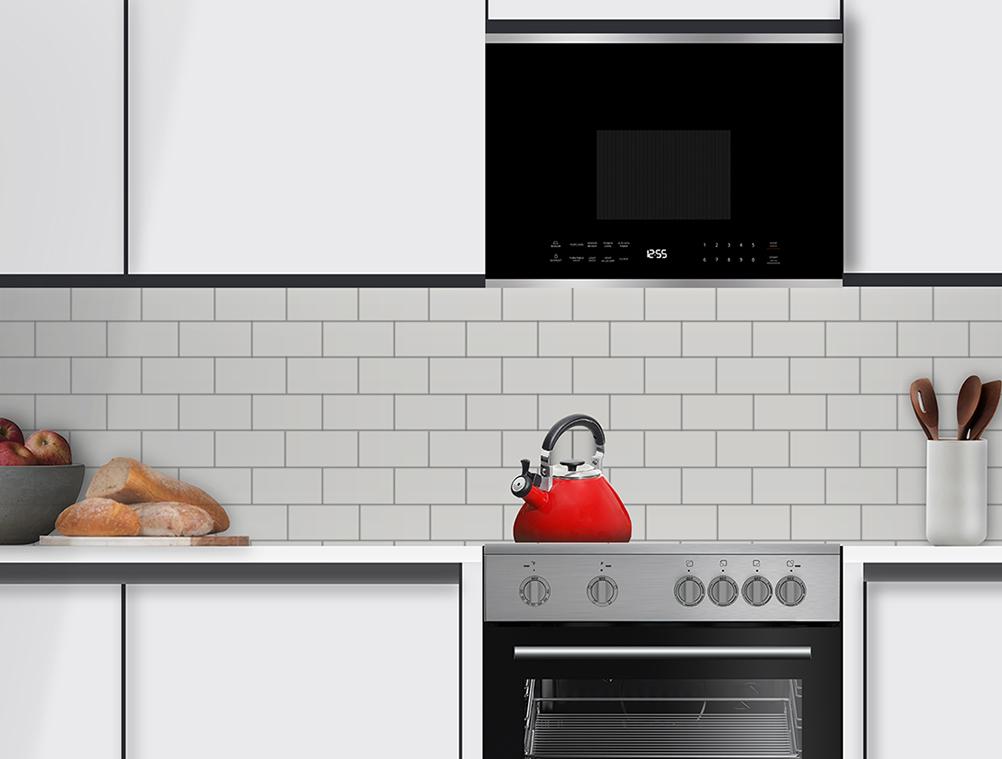 24" Over-The-Range Microwave Oven in Black Glass with Stainless Steel Trim