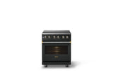 30"W. Induction Range (Finish: Antique Bronze, Trim: Brushed Brass)