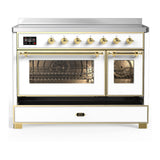 ILVE UMIB48NR3WHG Majestic III 48 inch Induction Range with 6 Elements, 5.02 cu. ft. Total Oven Capacity (Triple Glass Door, White, Brass)