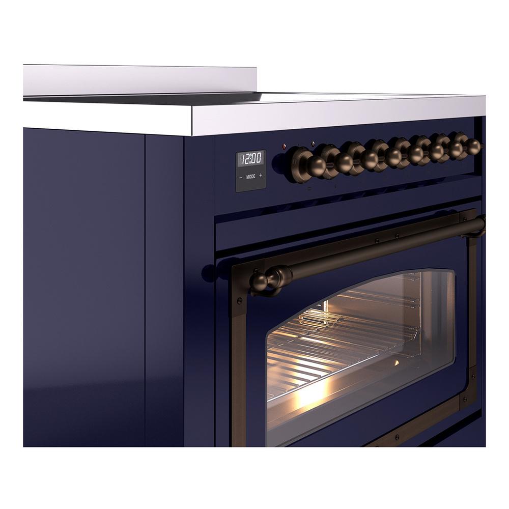ILVE UNI366NMPMBB Nostalgie II Noblesse 36 inch Induction Range (Triple Glass Door, Midnight Blue, Burnished)