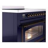 ILVE UNI366NMPMBB Nostalgie II Noblesse 36 inch Induction Range (Triple Glass Door, Midnight Blue, Burnished)
