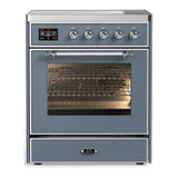 ILVE UMIB30NR3BGC Majestic III 30 inch Induction Range with 4 Elements, 4 cu. ft. Oven Capacity (Triple Glass Door, Blue Grey, Chrome)