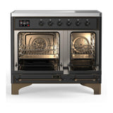 ILVE UMDIB40NR3MGB Majestic III 40 inch Induction Range with 6 Elements, 3.82 cu. ft. Total Oven Capacity (Triple Glass Door, Graphite Matte, Burnished)