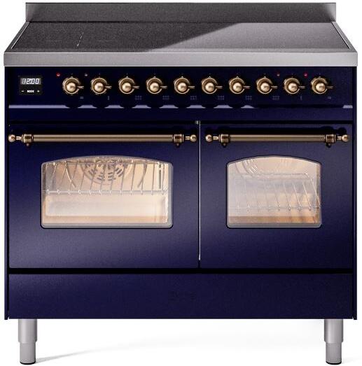 Nostalgie II 40 Inch Electric Freestanding Range in Blue with Bronze Trim