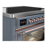 ILVE UMIB36NR3BGP Majestic III 36 inch Induction Range with 6 Elements, 3.5 cu. ft. Total Oven Capacity (Triple Glass Door, Blue Grey, Copper)