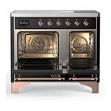 ILVE UMDIB40QNR3BKP Majestic III 40 inch Induction Range with 6 Elements, 3.82 cu. ft. Total Oven Capacity (Solid Door, Glossy Black, Copper)