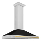 ZLINE 48 in. Autograph Edition Convertible Stainless Steel Range Hood with Black Matte Shell and Polished Gold Handle (KB4STZ-BLM48-G)