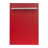 ZLINE 18 in. Compact Top Control Dishwasher with Stainless Steel Tub and Modern Style Handle, 52 dBa (DW-18) [Color: Red Matte]