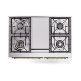 ILVE UND40FQNMPAWG Nostalgie II Noblesse 40 inch Dual Fuel Range (Natural Gas, Solid Door, Antique White, Brass)
