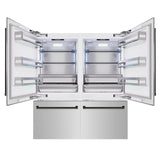 ZLINE Autograph Edition 72 in. 39.6 cu. ft. French Door Built-In Bottom Freezer Refrigerator with Water Dispensers and Ice Makers in Stainless Steel with Matte Black Accents (RBITZ-304-72MB)