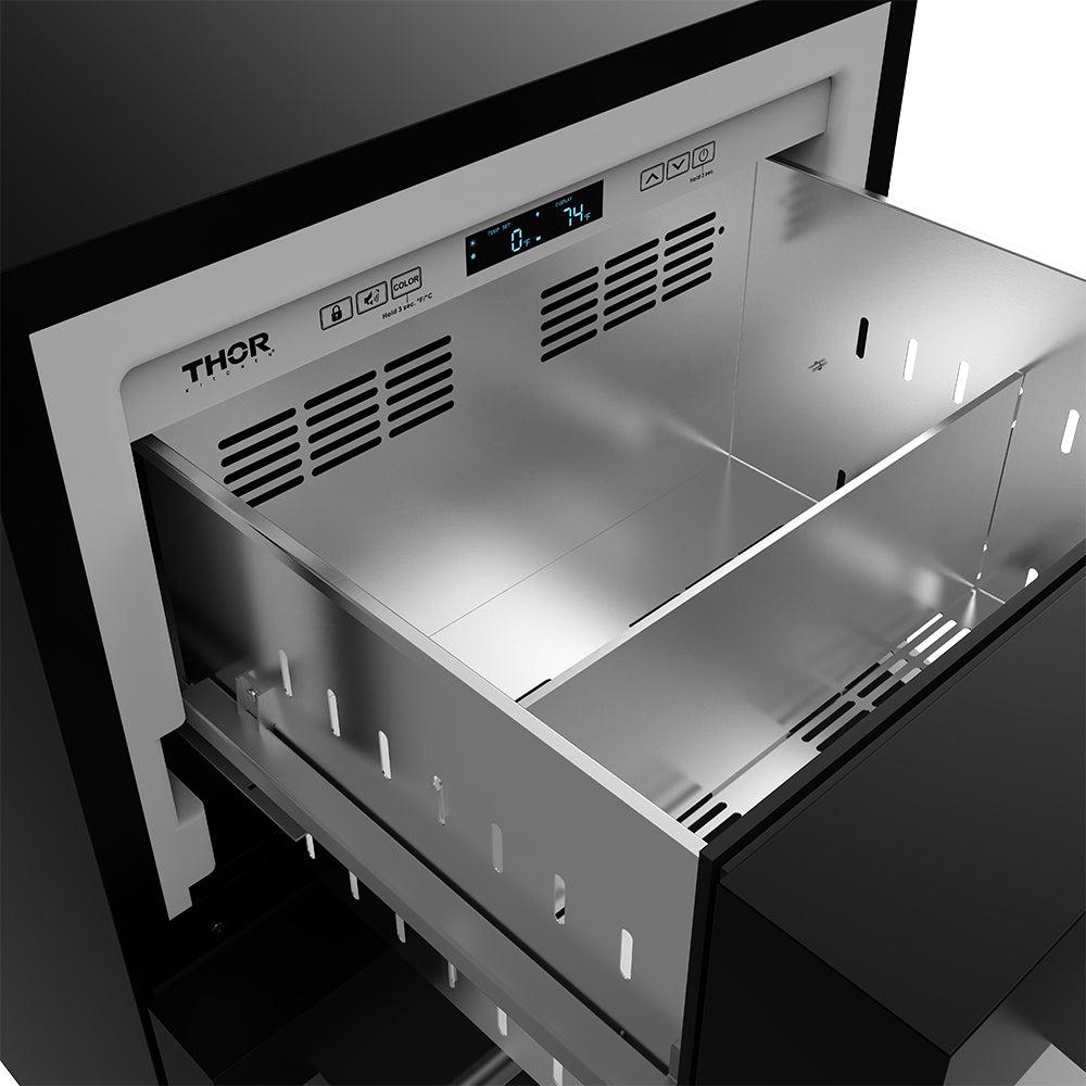 24 Inch Undercounter Built-in or Freestanding Drawer Refrigerator - Black/stainless Steel  Gordon Ramsay Series