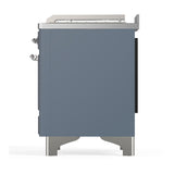 ILVE UM48FSNR3BGCLP Majestic III 48 inch Dual Fuel Range with 5 Black Brass Burners, Griddle and French Top, Dual Function Burner up to 25,000 BTU (Liquid Propane, Triple Glass Door, Blue Grey, Chrome)