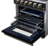 Forno Massimo 30-Inch Black Freestanding Gas Range, 4 Burners, True Convection Oven