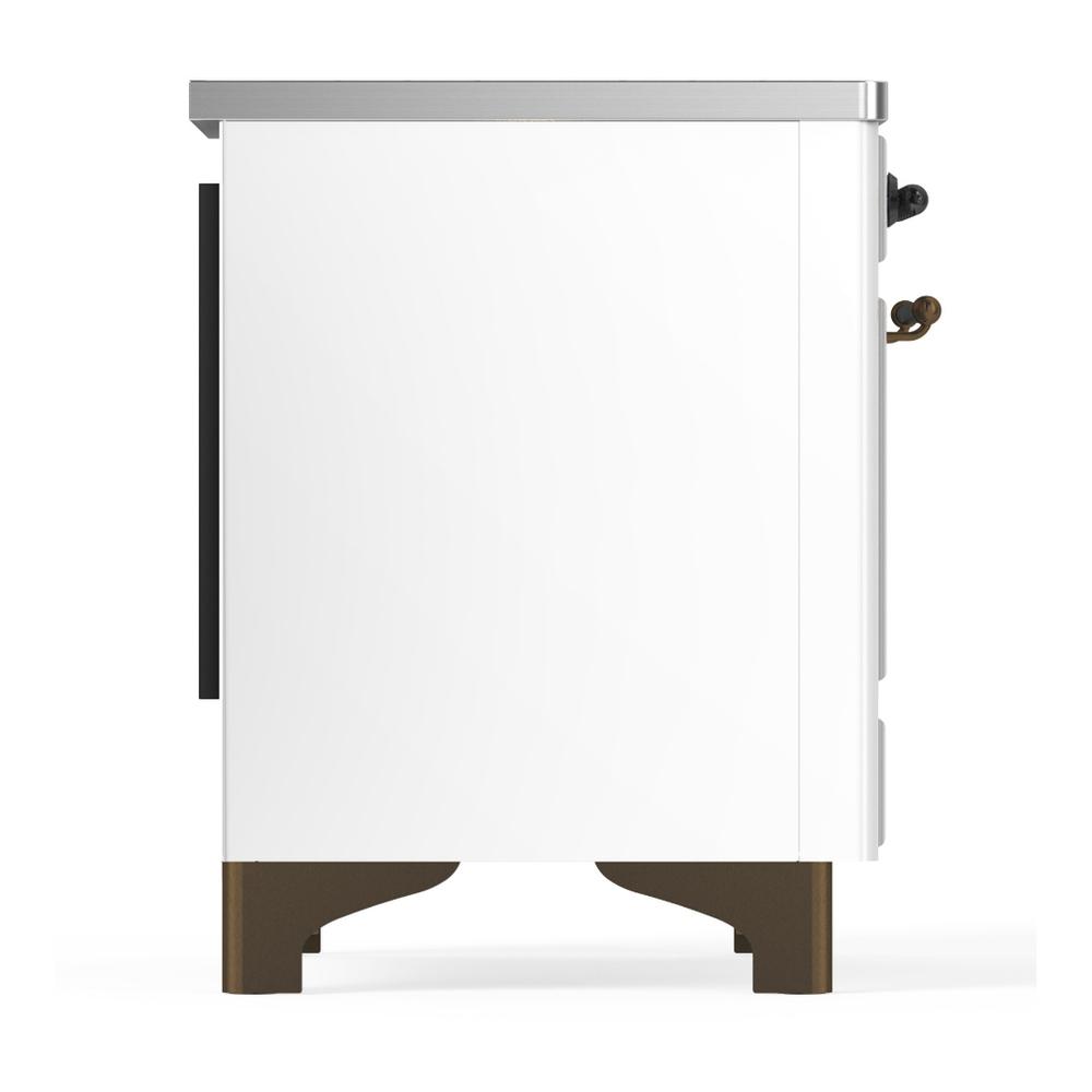 ILVE UMIB36QNR3WHB Majestic III 36 inch Induction Range with 6 Elements, 3.5 cu. ft. Total Oven Capacity (Solid Door, White, Burnished)