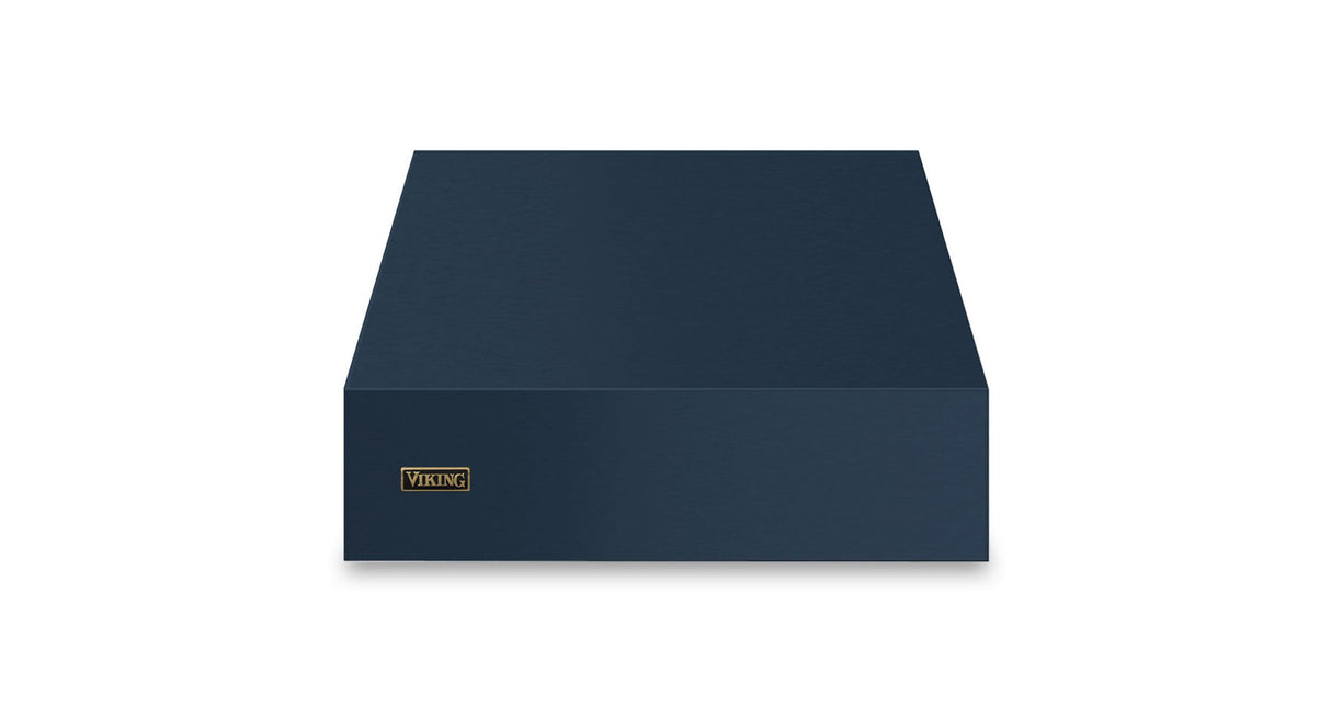 30"W. 18"H. Wall Hood (Finish: Slate Blue, Trim: Brushed Brass)