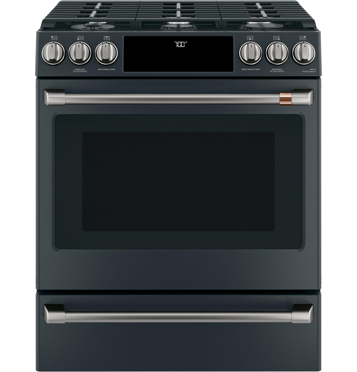 Café™ 30" Smart Slide-In, Front-Control, Gas Range with Convection Oven