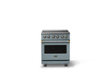 30"W. Electric Range (Finish: November Sky, Trim: Brushed Brass)