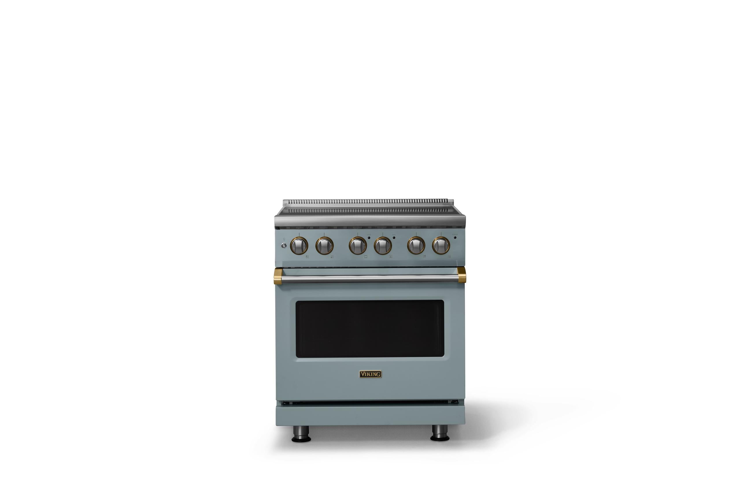 30"W. Electric Range (Finish: November Sky, Trim: Brushed Brass)