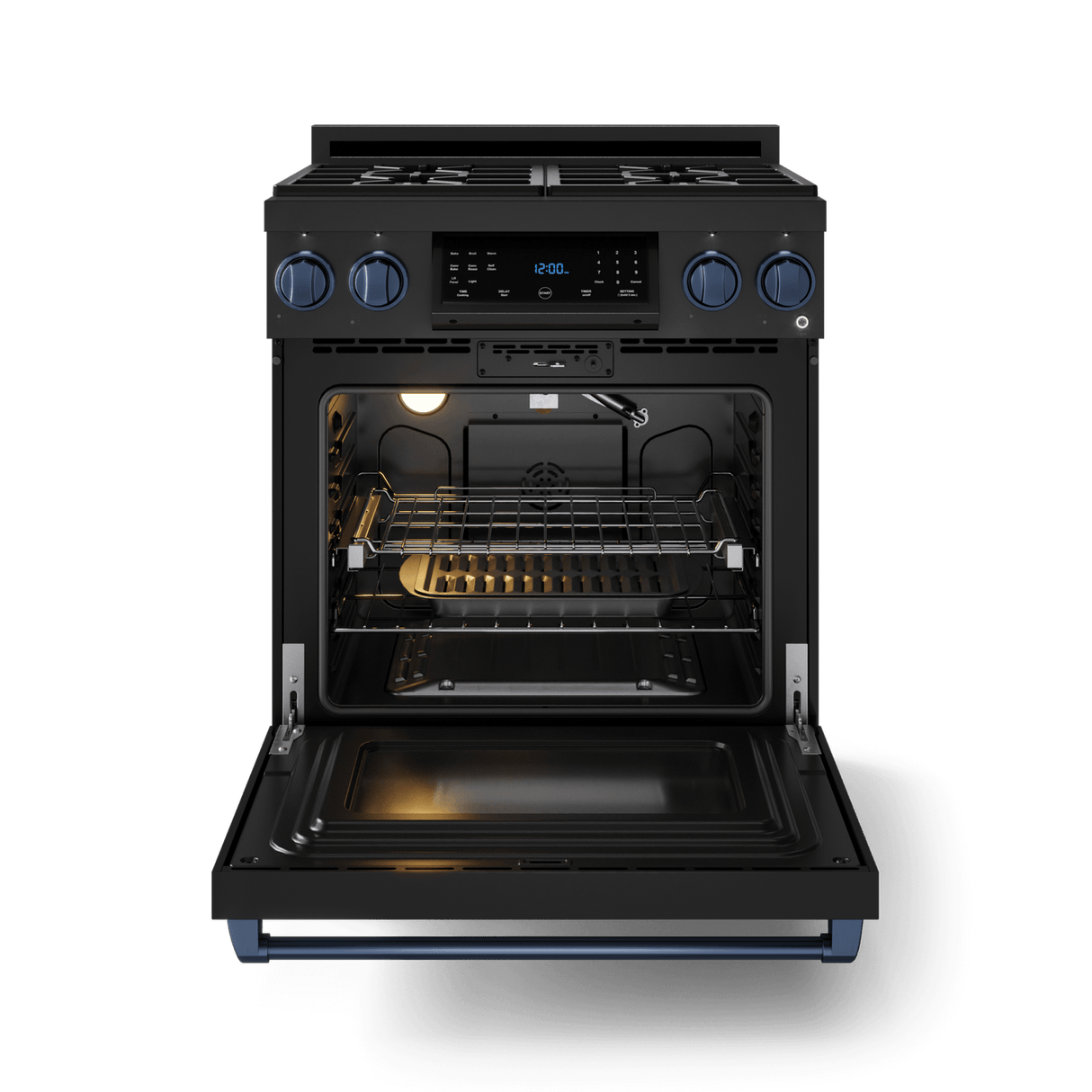 30 Inch Professional Lp Range With Tilt Panel Touch Control In Matte Black/blue  Gordon Ramsay Series
