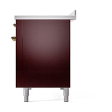 ILVE UNI486QNMPBUG Nostalgie II Noblesse 48 inch Induction Range (Solid Door, Burgundy, Brass)