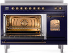 Nostalgie II 48 Inch Electric Freestanding Range in Blue with Bronze Trim