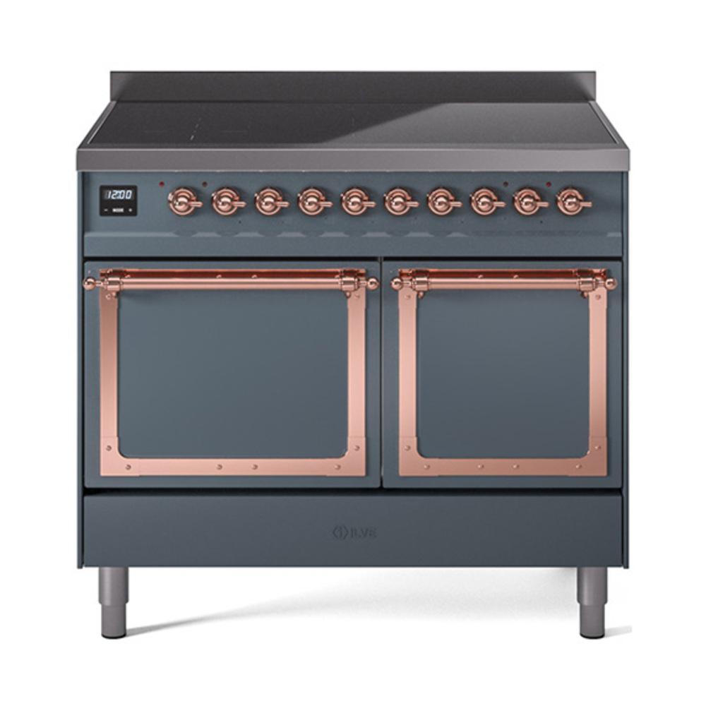 ILVE UNDI406QNMPBGP Nostalgie II Noblesse 40 inch Induction Range (Solid Door, Blue Grey, Copper)