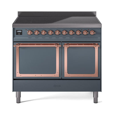 ILVE UNDI406QNMPBGP Nostalgie II Noblesse 40 inch Induction Range (Solid Door, Blue Grey, Copper)