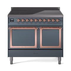 ILVE UNDI406QNMPBGP Nostalgie II Noblesse 40 inch Induction Range (Solid Door, Blue Grey, Copper)