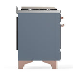 ILVE UM48FSNR3BGPLP Majestic III 48 inch Dual Fuel Range with 5 Black Brass Burners, Griddle and French Top, Dual Function Burner up to 25,000 BTU (Liquid Propane, Triple Glass Door, Blue Grey, Copper)