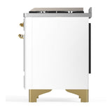 ILVE UM36FNR3WHG Majestic III 36 inch Dual Fuel Range with 6 Black Brass Burners and Griddle, Dual Function Burner up to 25,000 BTU (Triple Glass Door, White, Brass, Natural Gas)
